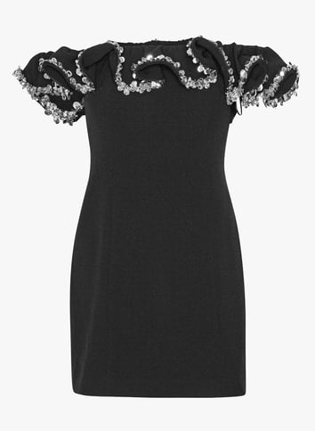 Short flounced dress ROTATE Black